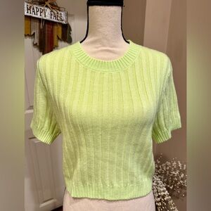 H&M Light Green Ribbed Knit Top